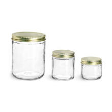 4oz 8oz 16oz Clear Herb Coffee Bean Glass Storage Bottle and Jar with Gold Lid
